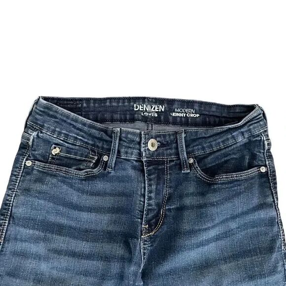 Levi’s Denizen Modern Skinny Crop Denim Blue Button Closure Rolled Hem S #1190 - Picture 2 of 12